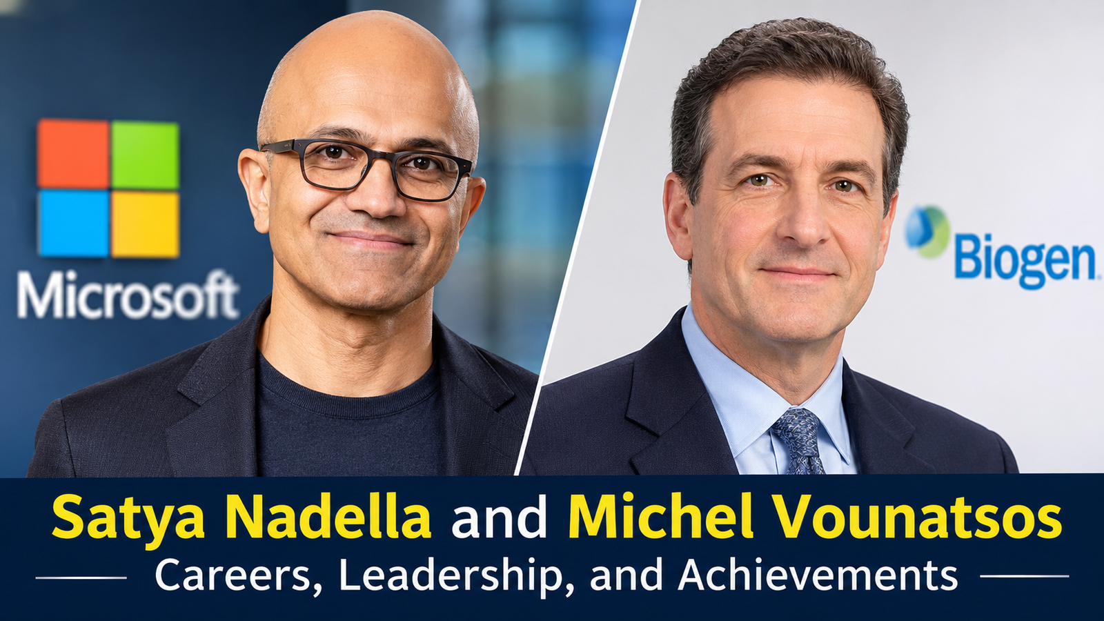 Satya Nadella and Michel Vounatsos: Careers, Leadership, and Achievements